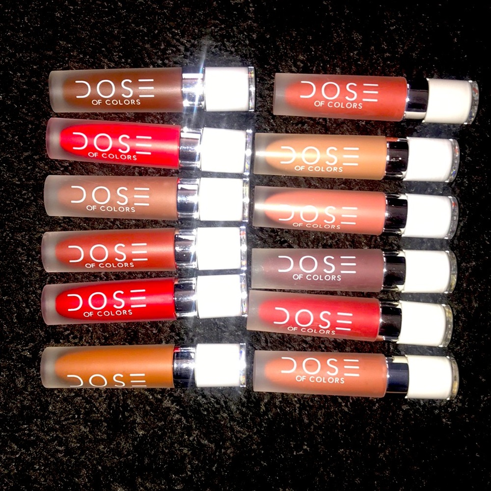 Dose of Colors matte liquid lipstick bundle of 12 each swatched once